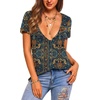 Zeagoo Sexy Tops for Women Deep V Neck Shirts Summer Tops Low Cut Tshirts(Mz912 Western)