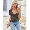 Zeagoo Sexy Tops for Women Deep V Neck Shirts Summer Tops Low Cut Tshirts(Mz912 Western)