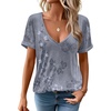 Zeagoo Sexy Tops for Women Deep V Neck Shirts Summer Tops Low Cut Tshirts(Mz913 Grey Boho)