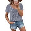 Zeagoo Sexy Tops for Women Deep V Neck Shirts Summer Tops Low Cut Tshirts(Mz913 Grey Boho)