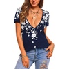 Zeagoo Sexy Tops for Women Deep V Neck Shirts Summer Tops Low Cut Tshirts(Sf103 Boho)