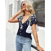 Zeagoo Sexy Tops for Women Deep V Neck Shirts Summer Tops Low Cut Tshirts(Sf103 Boho)