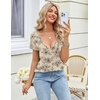 Zeagoo Sexy Tops for Women Deep V Neck Shirts Summer Tops Low Cut Tshirts(Sp31 Floral)