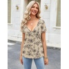 Zeagoo Sexy Tops for Women Deep V Neck Shirts Summer Tops Low Cut Tshirts(Sp31 Floral)