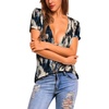 Zeagoo Sexy Tops for Women Deep V Neck Shirts Summer Tops Low Cut Tshirts(Zr220 Printed Graphic)