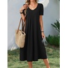 Zeagoo Summer Casual Dress for Womens Floral Midi Sundress with Pockets(Black)