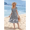 Zeagoo Summer Casual Dress for Womens Floral Midi Sundress with Pockets(Black Floral)