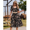 Zeagoo Summer Casual Dress for Womens Floral Midi Sundress with Pockets(Black Floral Print)