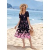 Zeagoo Summer Casual Dress for Womens Floral Midi Sundress with Pockets(Black Pink Floral)
