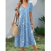 Zeagoo Summer Casual Dress for Womens Floral Midi Sundress with Pockets(Blue Floral)