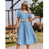 Zeagoo Summer Casual Dress for Womens Floral Midi Sundress with Pockets(Blue Floral)