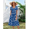 Zeagoo Summer Casual Dress for Womens Floral Midi Sundress with Pockets(Blue Floral-1)