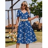 Zeagoo Summer Casual Dress for Womens Floral Midi Sundress with Pockets(Blue Floral-1)