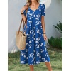 Zeagoo Summer Casual Dress for Womens Floral Midi Sundress with Pockets(Blue Floral-1)