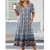 Zeagoo Summer Casual Dress for Womens Floral Midi Sundress with Pockets(Blue Floral-printed)