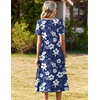Zeagoo Summer Casual Dress for Womens Floral Midi Sundress with Pockets(Blue White Floral)