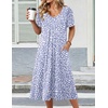 Zeagoo Summer Casual Dress for Womens Floral Midi Sundress with Pockets(Blue-printed)