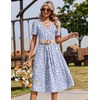 Zeagoo Summer Casual Dress for Womens Floral Midi Sundress with Pockets(Blue-printed)
