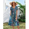 Zeagoo Summer Casual Dress for Womens Floral Midi Sundress with Pockets(Floral-1)