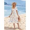 Zeagoo Summer Casual Dress for Womens Floral Midi Sundress with Pockets(Floral-5)
