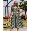 Zeagoo Summer Casual Dress for Womens Floral Midi Sundress with Pockets(Green Floral)