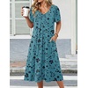 Zeagoo Summer Casual Dress for Womens Floral Midi Sundress with Pockets(Leaf-printed)