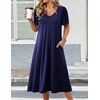 Zeagoo Summer Casual Dress for Womens Floral Midi Sundress with Pockets(Navy Blue)