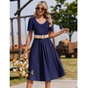 Zeagoo Summer Casual Dress for Womens Floral Midi Sundress with Pockets(Navy Blue)