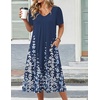 Zeagoo Summer Casual Dress for Womens Floral Midi Sundress with Pockets(Navy Floral)