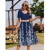 Zeagoo Summer Casual Dress for Womens Floral Midi Sundress with Pockets(Navy Floral)