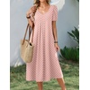 Zeagoo Summer Casual Dress for Womens Floral Midi Sundress with Pockets(Pink Dot)