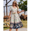Zeagoo Summer Casual Dress for Womens Floral Midi Sundress with Pockets(Pink Floral-printed)