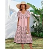 Zeagoo Summer Casual Dress for Womens Floral Midi Sundress with Pockets(Pink Print-1)