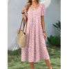 Zeagoo Summer Casual Dress for Womens Floral Midi Sundress with Pockets(Pink-printed)