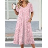 Zeagoo Summer Casual Dress for Womens Floral Midi Sundress with Pockets(Pink-printed)