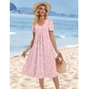 Zeagoo Summer Casual Dress for Womens Floral Midi Sundress with Pockets(Pink-printed)