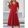 Zeagoo Summer Casual Dress for Womens Floral Midi Sundress with Pockets(Red)
