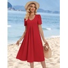 Zeagoo Summer Casual Dress for Womens Floral Midi Sundress with Pockets(Red)