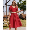 Zeagoo Summer Casual Dress for Womens Floral Midi Sundress with Pockets(Red)