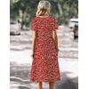 Zeagoo Summer Casual Dress for Womens Floral Midi Sundress with Pockets(Red Printed)
