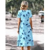 Zeagoo Summer Casual Dress for Womens Floral Midi Sundress with Pockets(Sky Blue)