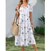 Zeagoo Summer Casual Dress for Womens Floral Midi Sundress with Pockets(White Floral)