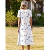 Zeagoo Summer Casual Dress for Womens Floral Midi Sundress with Pockets(White Floral)