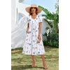 Zeagoo Summer Casual Dress for Womens Floral Midi Sundress with Pockets(White Floral)