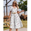 Zeagoo Summer Casual Dress for Womens Floral Midi Sundress with Pockets(White Floral-1)