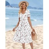 Zeagoo Summer Casual Dress for Womens Floral Midi Sundress with Pockets(White Floral-1)