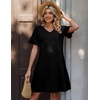 Zeagoo Summer Casual Dresses for Women A Line Sun Dress Ruffle Short Sleeve V Neck Floral Tshirt Dress with Pockets(Black)