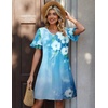 Zeagoo Summer Casual Dresses for Women A Line Sun Dress Ruffle Short Sleeve V Neck Floral Tshirt Dress with Pockets(Blue White Floral)