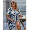 Zeagoo Summer Casual Dresses for Women A Line Sun Dress Ruffle Short Sleeve V Neck Floral Tshirt Dress with Pockets(Boho-printed)