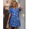 Zeagoo Summer Casual Dresses for Women A Line Sun Dress Ruffle Short Sleeve V Neck Floral Tshirt Dress with Pockets(Floral Print)